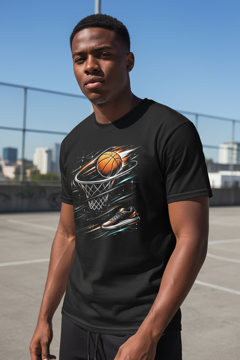 Futuristic Basketball T-Shirt Lifestyle Portrait
